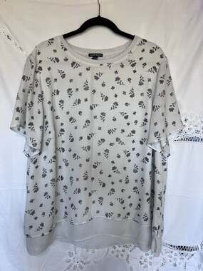 Hilary Radley Women’s Plus Size Floral Double Layer Short Sleeve Blouse XXL